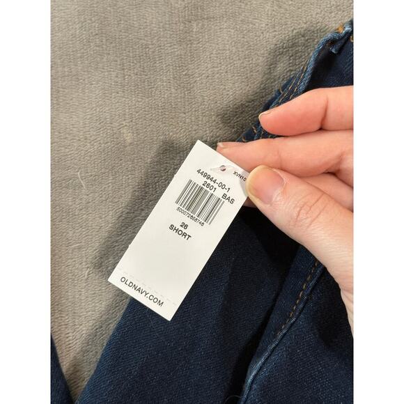 NWT Old Navy Size 26 Short Mid‎ Rise Power Slim Straight Dark Wash Jeans Plus - Picture 6 of 10